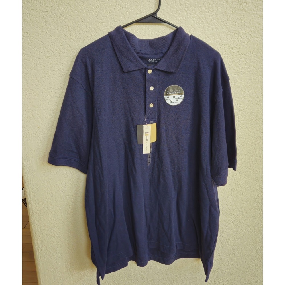 Croft & Barrow Short Sleeve Navy Polo Shirt 100% Cotton - Men's XL Regular